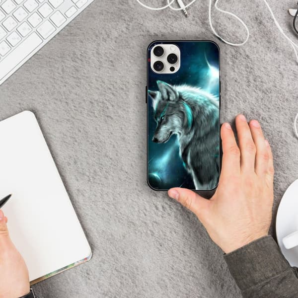 2 stk. Ulv iPhone 15 beskyttelsesdeksler, sjarmerende iPhone 15 Pro Max til iPhone 15 Plus Pro Max Black iPhone 15 Plus
