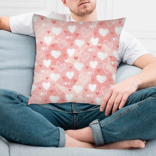 Love Theme Pudebetræk, Polyester Pudebetræk til Sofa, Sofa eller Seng 45x45cm