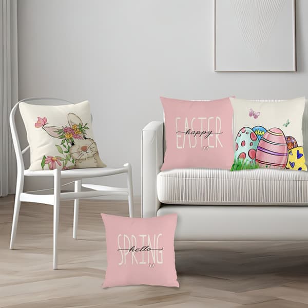 4 st Påsk-tema Örngott, 45x45cm Polyester Örngott för Påskpresent 4Pcs-45x45cm