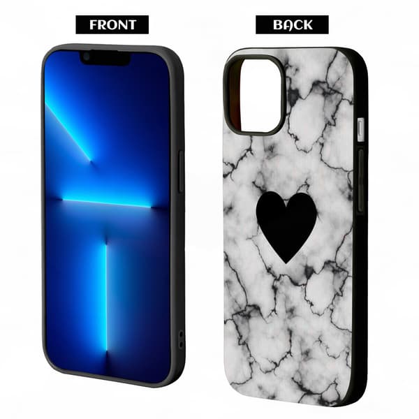 2 stk. Marmor Hjerte iPhone 15 Pro Beskyttelsesdeksler, Valentinsdag iPhone 15 Pro Max deksel til Apple iPhone 15 Plus Pro Max Black iPhone 15 Plus