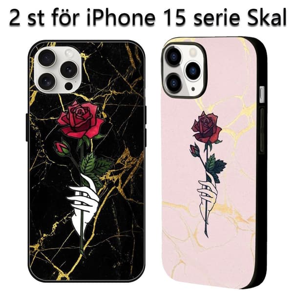 2 stk. Marmor Rose iPhone 15 Plus Covers Etuier, Stilfuld iPhone 15 Mini til iPhone 15 Plus 15 Pro 15 Pro Max Black iPhone 15 Plus