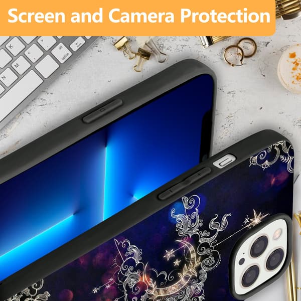 2 STK Retro Måne iPhone 15 Plus TPU-deksel, Eneste iPhone 15-telefondeksel for iPhone 15 Plus 15 Pro 15 Pro Max Black for iPhone 15 Pro Max