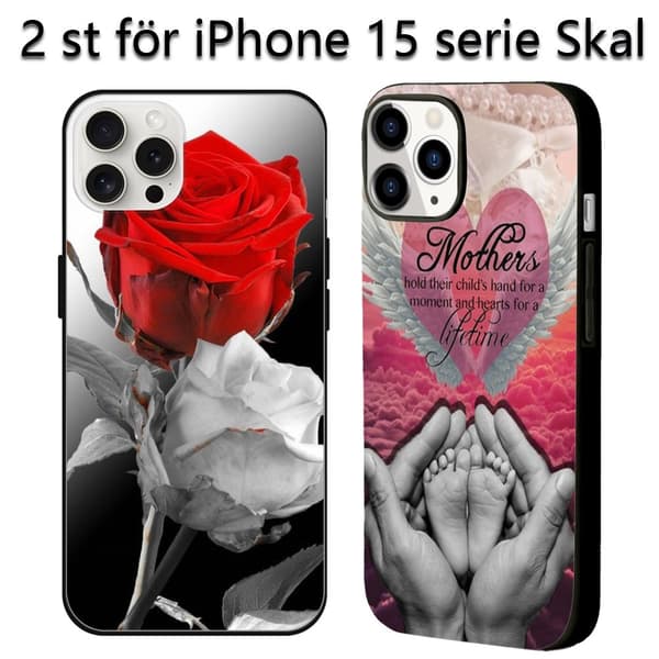 2 st Rosblomma iPhone 15 Plus Skyddsskal, Anime-mobilskal 15 Pro för iPhone 15 Plus 15 Pro 15 Pro Max Black for iPhone 15 Plus