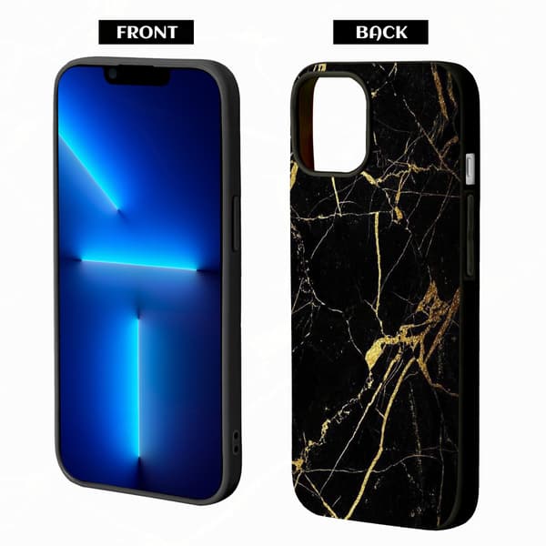 2 stk. Marmor iPhone 15 Pro Beskyttende Smart Cover, Opdateret iPhone 15 max pro cover til iPhone 15 Plus Pro Max Black iPhone 15 Plus