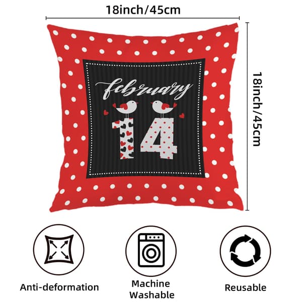 Valentinsdag Tema Pyntepudebetræk, Polyester Pyntepude Betræk til Par 45x45cm