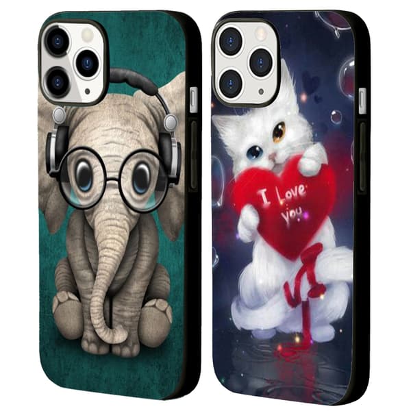 2 STK Elefant iPhone 15 Telefon Cover, Animationsmaleri iPhone 15 Pro Max Cover Kvinder til iPhone 15 Plus Pro Max Black for iPhone 15