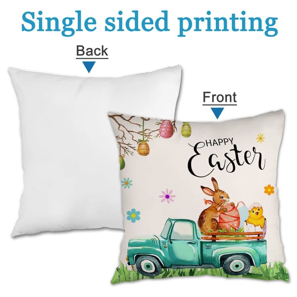 4 stk. Påskekaninmønster Pyntepudebetræk, 45x45 cm Polyester Sofapudebetræk til Sofa, Sofa eller Seng Påskepynt 4Pcs-45x45cm