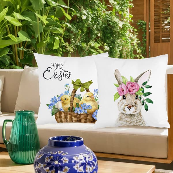 Sæt med 4 Spring Easter Tema Mode Boligindretning Pudebetræk, 45x45cm Vaskbart Pyntepudebetræk til Stue Soveværelse 4Pcs-45x45cm