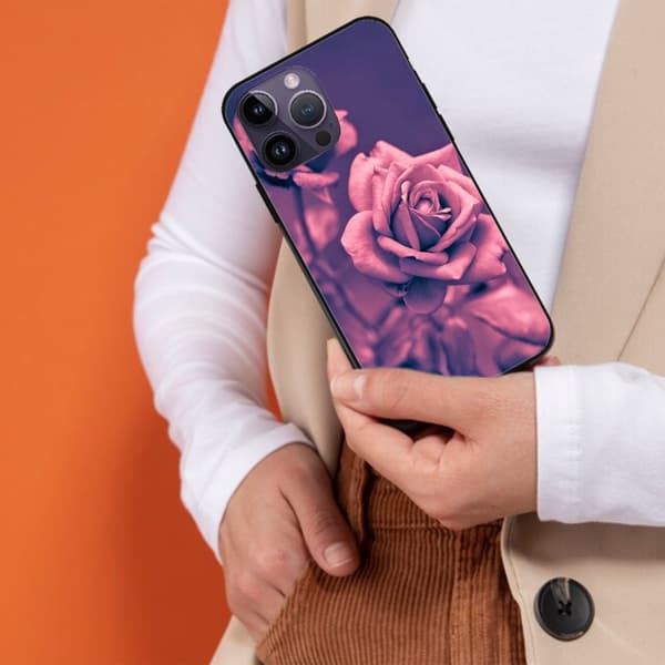 2 stk. roseblomst iPhone 15 Plus beskyttelsesdeksler, moderne iPhone 15 Pro Max-deksel for kvinner for iPhone 15 Plus Pro Max Black iPhone 15 Plus