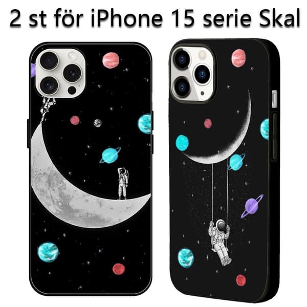 2 stk. romreise iPhone 15 deksler, utsøkt iPhone 15 pro max-telefon til iPhone 15 Plus 15 Pro 15 Pro Max Black iPhone 15