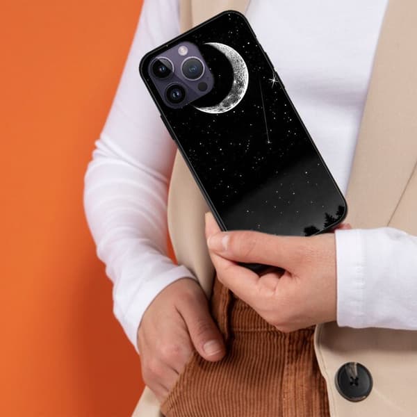 2 stk. Måne iPhone 15 beskyttelsesdeksel, pent 15 pluss deksel til iPhone 15 Plus Pro Max Black iPhone 15 Pro