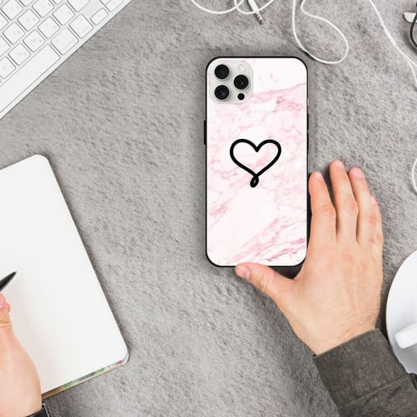 2 stk. Marmor Hjerte iPhone 15 Pro Beskyttelsesdeksler, Valentinsdag iPhone 15 Pro Max deksel til Apple iPhone 15 Plus Pro Max Black iPhone 15 Plus
