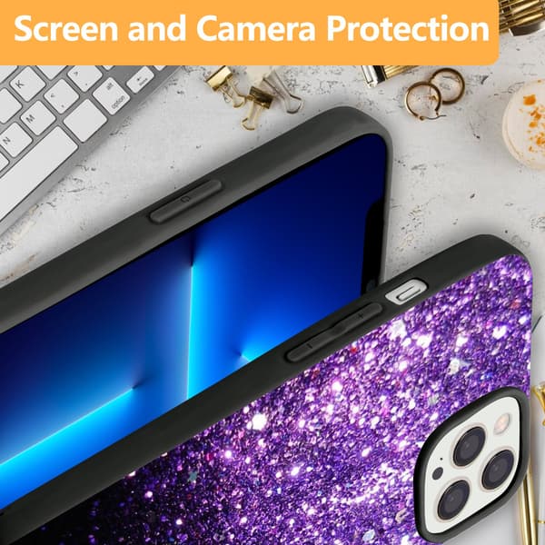 2 stk. Bling iPhone 15-deksel, støvtett iPhone 15-deksel med glitter til iPhone 15 Plus Pro Max Black iPhone 15 Pro