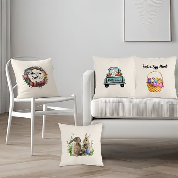 Set med 4 påsk-tema örngott, 45x45cm tvättbart kuddfodral för sovrum vardagsrum 4Pcs-45x45cm