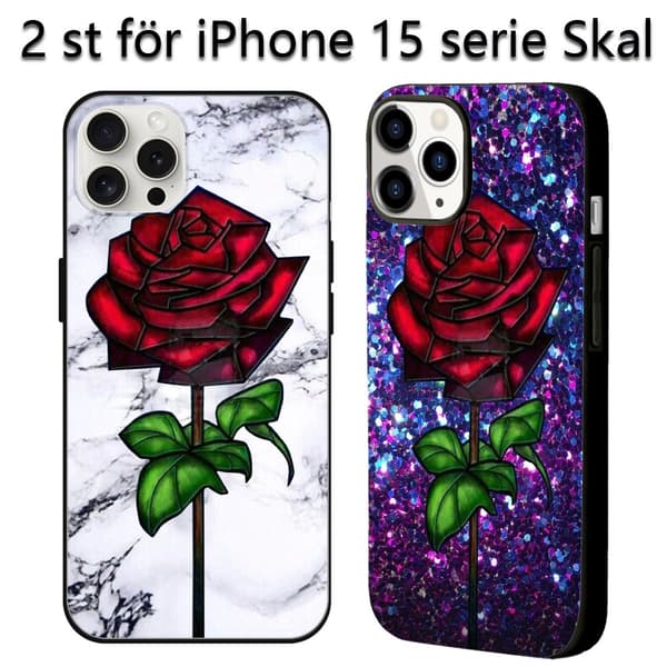 2 stk. Bling rose iPhone 15 Pro Max Cover, Dejligt iPhone 15 etui til piger til iPhone 15 Plus Pro Max Black iPhone 15