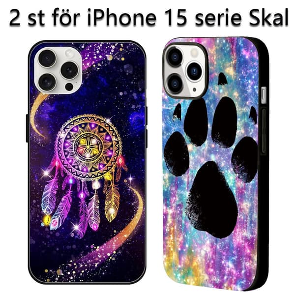 2 stk. farverige pote iPhone 15 Pro Max etui cover, Brisk Apple iPhone 15 plus etui til iPhone 15 Plus Pro Max Black iPhone 15 Pro Max