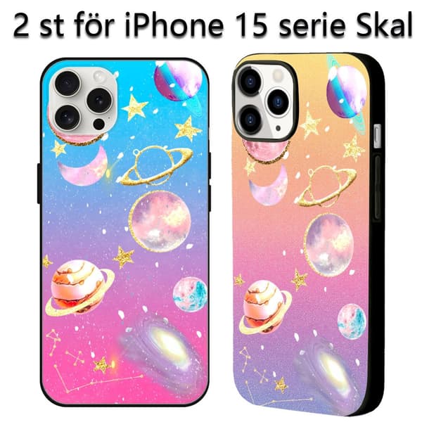 2 stk. Planet iPhone 15 Plus Beskyttelsesetuier, Charmerende iPhone15 Pro Etui til iPhone 15 Plus Pro Max Black iPhone 15 Plus