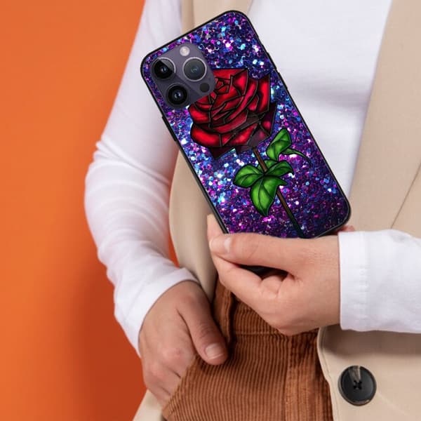 2 stk. Bling rose iPhone 15 Pro Max deksel, nydelig iPhone 15-deksel for jenter til iPhone 15 Plus Pro Max Black iPhone 15