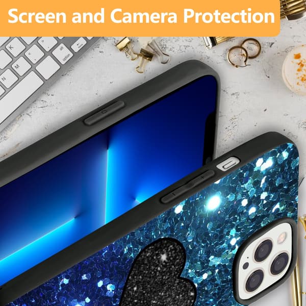 2 stk Bling love iPhone 15 Plus deksel, trykt deksel til iPhone 15 for iPhone 15 Plus Pro Max Black iPhone 15 Pro Max