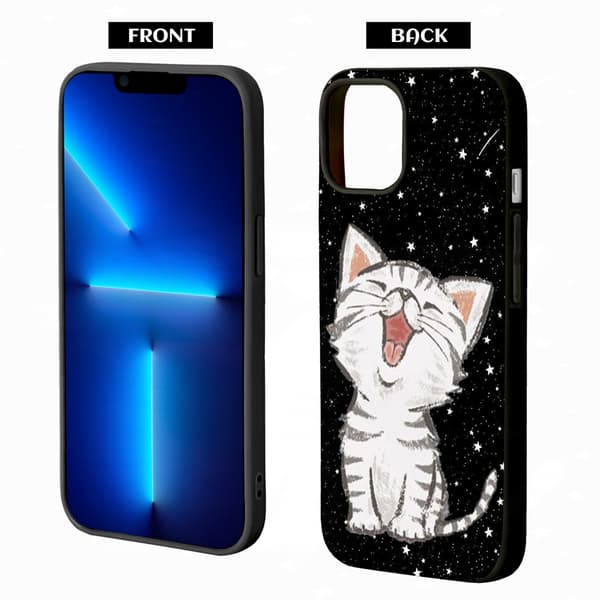 2 st Söt Katt iPhone 15 Pro Mobilskal, Charmigt iPhone15 skal för iPhone 15 Plus Pro Max Black iPhone 15 Pro