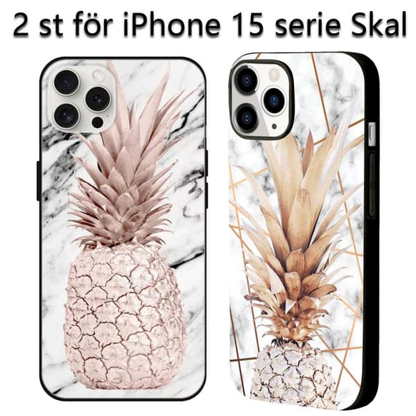 2 STK Marmor ananas iPhone 15 Pro Max mobildeksler, nyeste iPhone 15 deksler for iPhone 15 Plus Pro Max Black for iPhone 15 Plus
