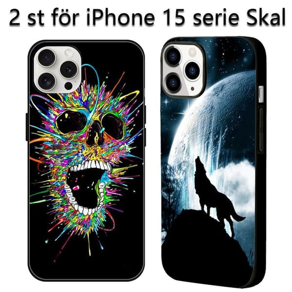 2 stk. Skull iPhone 15 Plus telefoncover, farverigt iPhone 15 tilbehør til kvinder til iPhone 15 Plus 15 Pro 15 Pro Max Black iPhone 15 Pro Max