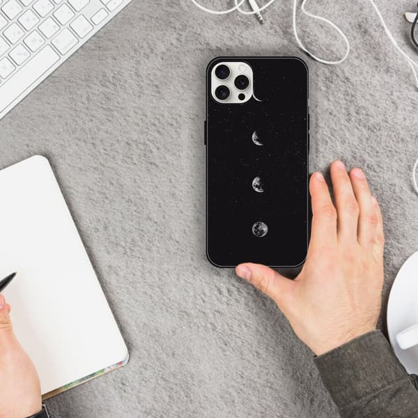 2 kpl Kuu iPhone 15 Suojakotelo, Kaunis 15 Plus -kotelo iPhone 15 Plus Pro Maxille Black iPhone 15 Pro Max