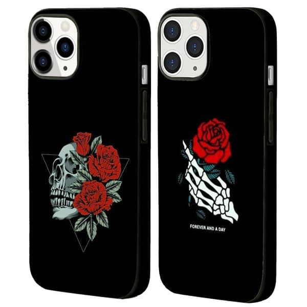 2 stk. Skull Rose iPhone 15 Pro Telefoncover, Charmerende iPhone 15 Cover til Piger til iPhone 15 Plus Pro Max Black iPhone 15 Plus