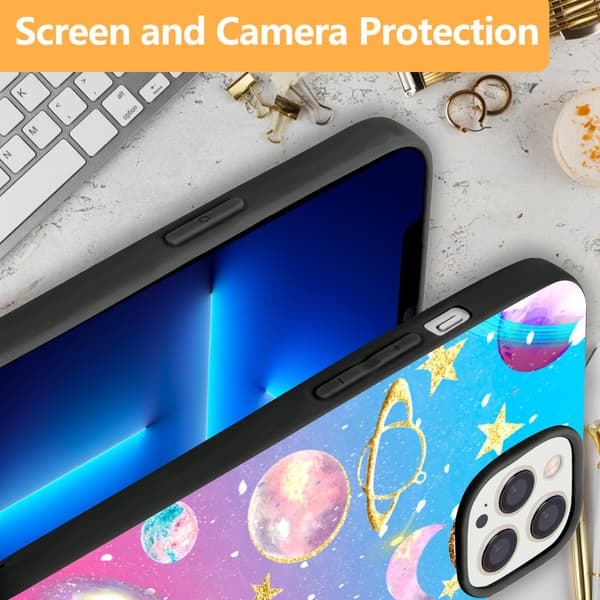 2 stk. Planet iPhone 15 Plus Beskyttelsesetuier, Charmerende iPhone15 Pro Etui til iPhone 15 Plus Pro Max Black iPhone 15 Plus