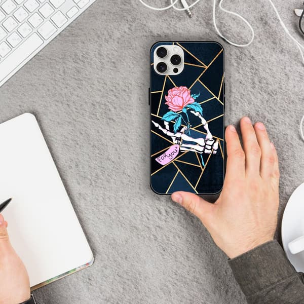 2 stk marmor hodeskalle og rose iPhone 15 Pro deksel, pent iPhone 15 Pro Max etui kvinner for iPhone 15 Plus Pro Max Black iPhone 15 Plus