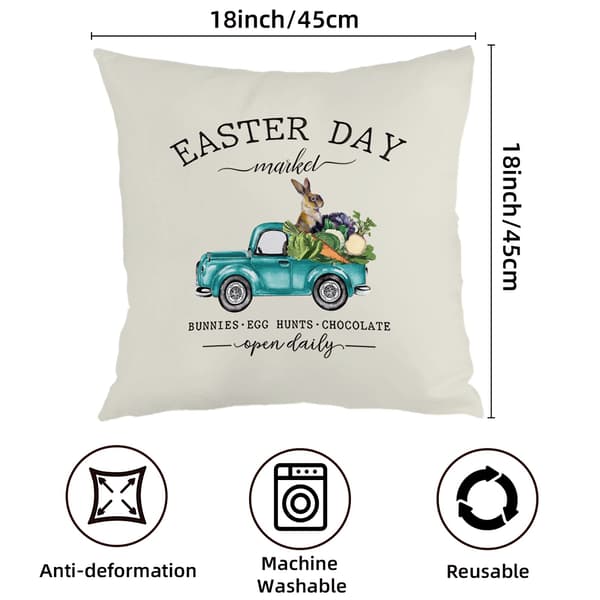 4 st Påskhare Mönster Kuddfodral, 45x45cm Polyester Kuddfodral för Soffa Säng Vardagsrum Sovrum 4Pcs-45x45cm