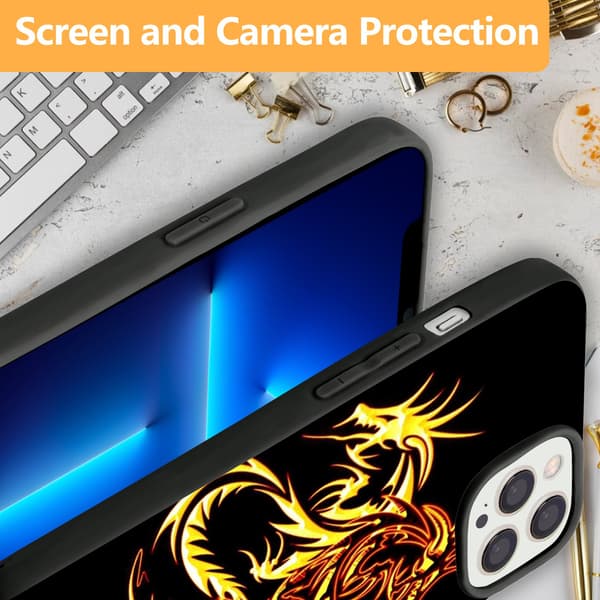 2 stk. Drage iPhone 15 Plus telefondeksel, animasjonstrykk iPhone 15-deksel for menn til iPhone 15 Plus 15 Pro 15 Pro Max Black iPhone 15 Plus