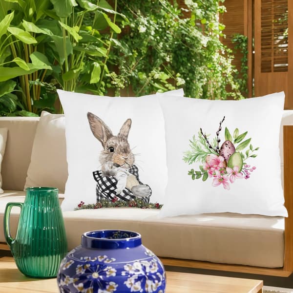 Set med 4 rustika påskkuddöverdrag, 45x45cm dekorativa soffkuddöverdrag för soffa sovrum vardagsrum 4Pcs-45x45cm