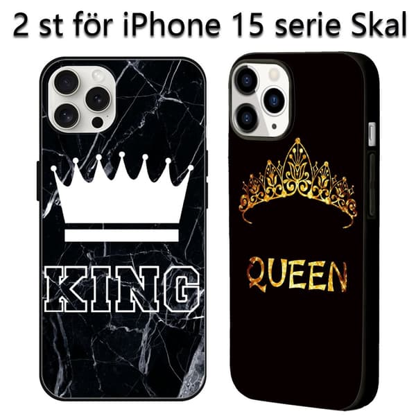 2 stk. King & Queen iPhone 15 Plus beskyttelsesdeksler, pent iPhone 15pro-deksel til iPhone 15 Plus Pro Max Black iPhone 15 Plus