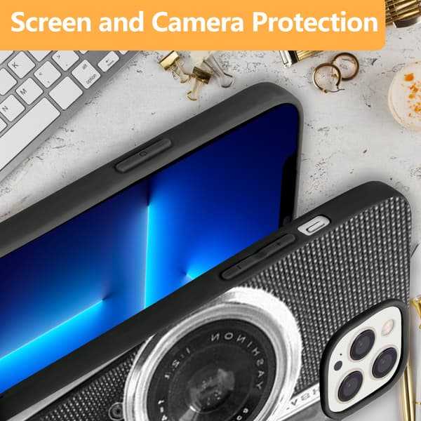 2 stk. kameratrykt iPhone 15 deksel, stilig 15 Pro for iPhone 15 Plus Pro Max Black iPhone 15 Pro Max