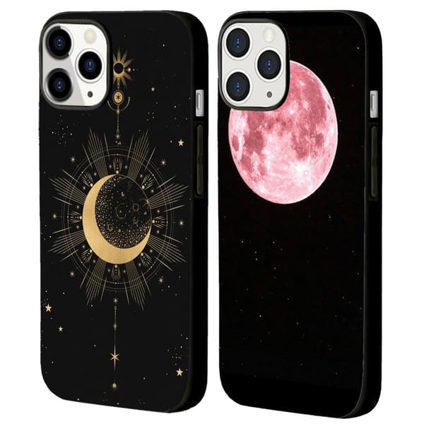 2 stk. Retro Måne iPhone 15 Pro Max Covers, Charmerende iPhone 15 Pro telefoncover til iPhone 15 Plus 15 Pro 15 Pro Max Black iPhone 15 Pro Max