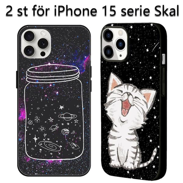 2 st Söt Katt iPhone 15 Pro Mobilskal, Charmigt iPhone15 skal för iPhone 15 Plus Pro Max Black iPhone 15 Pro Max