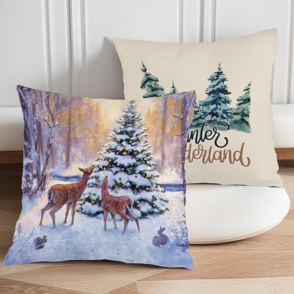 Sæt med 4 pudebetræk med vintermotiv, 45x45 cm vaskbart sofapudebetræk til stue soveværelse 4Pcs-45x45cm