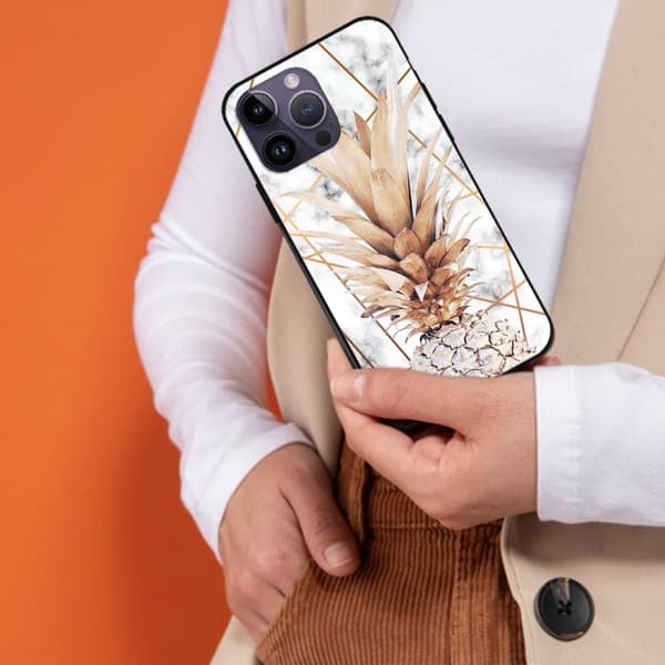 2 STK Marmor ananas iPhone 15 Pro Max mobiltelefon covers, nyeste iPhone 15 covers til iPhone 15 Plus Pro Max Black for iPhone 15 Pro