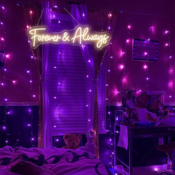 Forever and Always Neonskyltar för Väggdekor Dimbar, USB-driven LED-ljusskylt, Forever & Always Neonskylt för Bröllopsdag, Sovrum