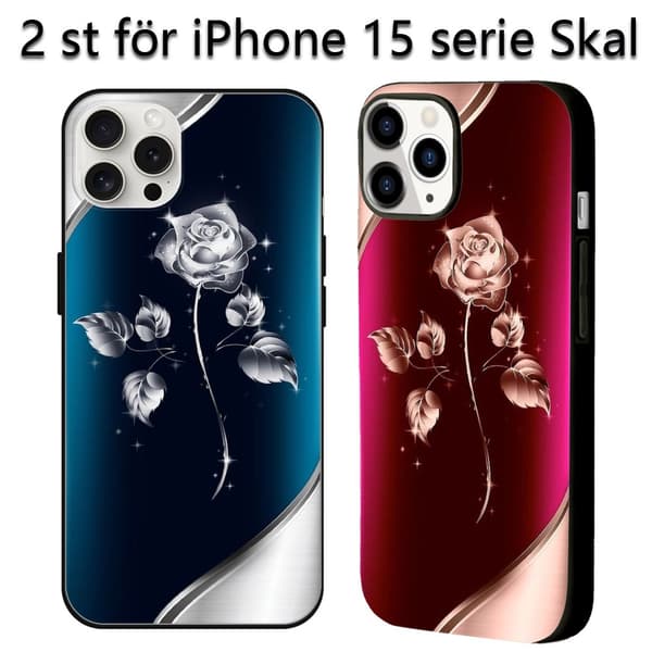 2 stk. Retro blomster iPhone 15 Plus covers, Ekstravagant iPhone 15 mobiltelefon til iPhone 15 Plus Pro Max Black iPhone 15 Pro Max