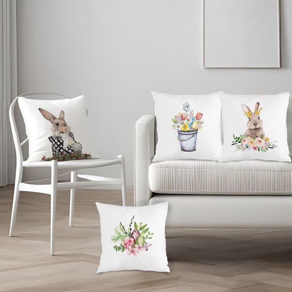 Set med 4 rustika påskkuddöverdrag, 45x45cm dekorativa soffkuddöverdrag för soffa sovrum vardagsrum 4Pcs-45x45cm