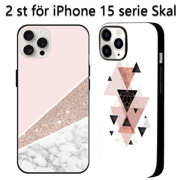 2 st Marmor iPhone 15 Pro Skal, Tecknade Apple 15 för iPhone 15 Plus Pro Max Black iPhone 15 Pro