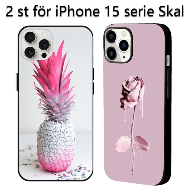 2 stk. Cremefarvede roser iPhone 15 Pro Beskyttelsesetuier, Holdbart iPhone 15 Etui til Kvinder til iPhone 15 Plus Pro Max Black iPhone 15 Pro Max