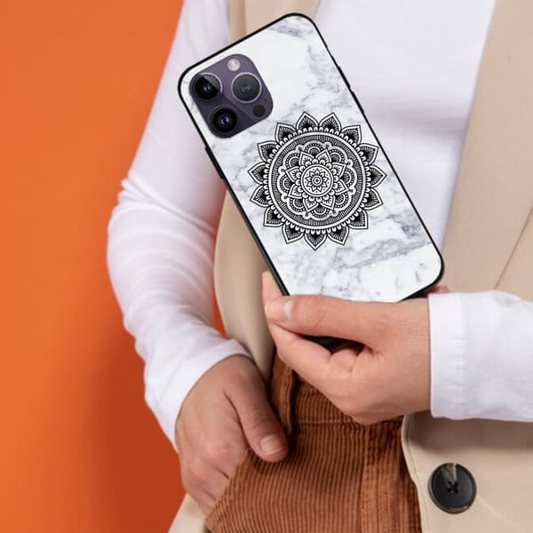 2-pack Marmor Mandala iPhone 15 Plus Skyddsfodral, Livfullt Fodral iPhone 15 plus för iPhone 15 Plus Pro Max Black iPhone 15