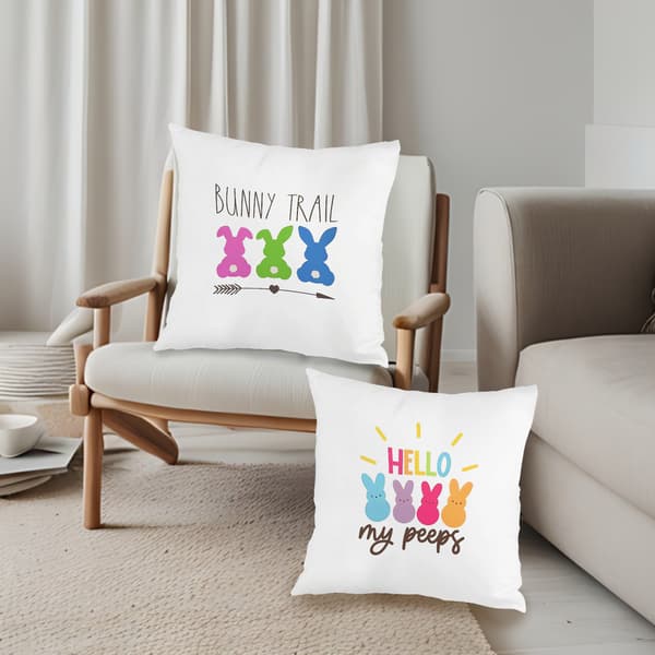 Set med 4 påskharemönstrade kuddar Kuddfodral, 45x45cm Dolda dragkedjor Prydnadskuddfodral för soffa Sovrum Vardagsrum 4Pcs-45x45cm