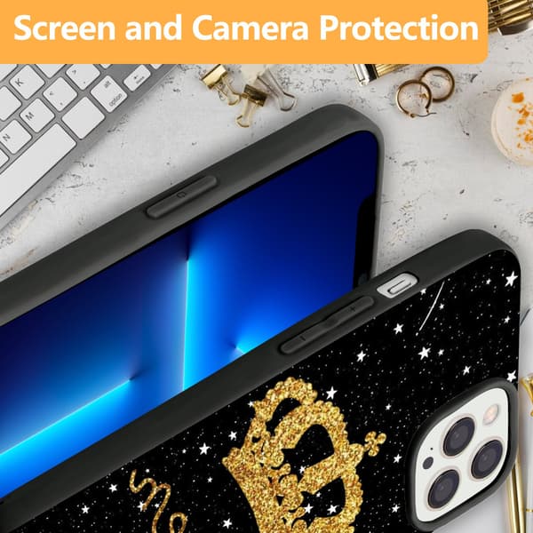 2 stk. King & Queen iPhone 15 Plus Cover Case, Kreativ iPhone 15 Pro Max Case Girly til iPhone 15 Plus Pro Max Black iPhone 15