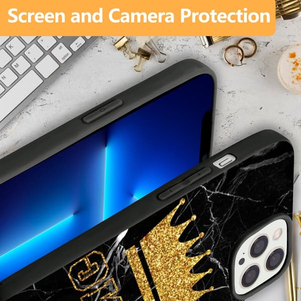 2 stk. King & Queen iPhone 15 Cover Cases, Speciel iPhone 15 Pro telefon til iPhone 15 Plus Pro Max Black iPhone 15