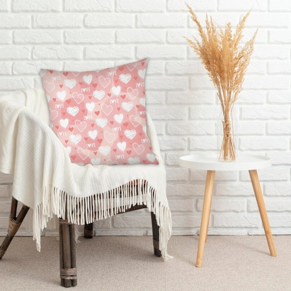 Love Theme Pudebetræk, Polyester Pudebetræk til Sofa, Sofa eller Seng 45x45cm