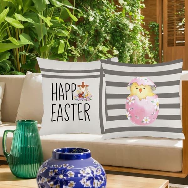 Sæt med 4 stribede påskepudebetræk, 45x45 cm polyester pudebetræk til sofa soveværelse stue 4Pcs-45x45cm